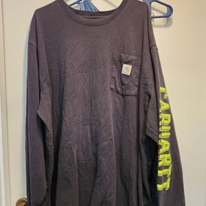 Carhartt Charcoal Long Sleeve with Neon Yellow Sleeve Logo